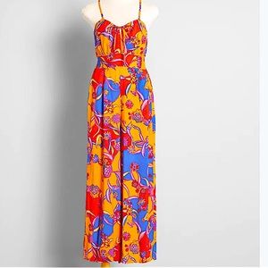 ModCloth For the Love of Festival Season Multi-Color Sleeveless Jumpsuit